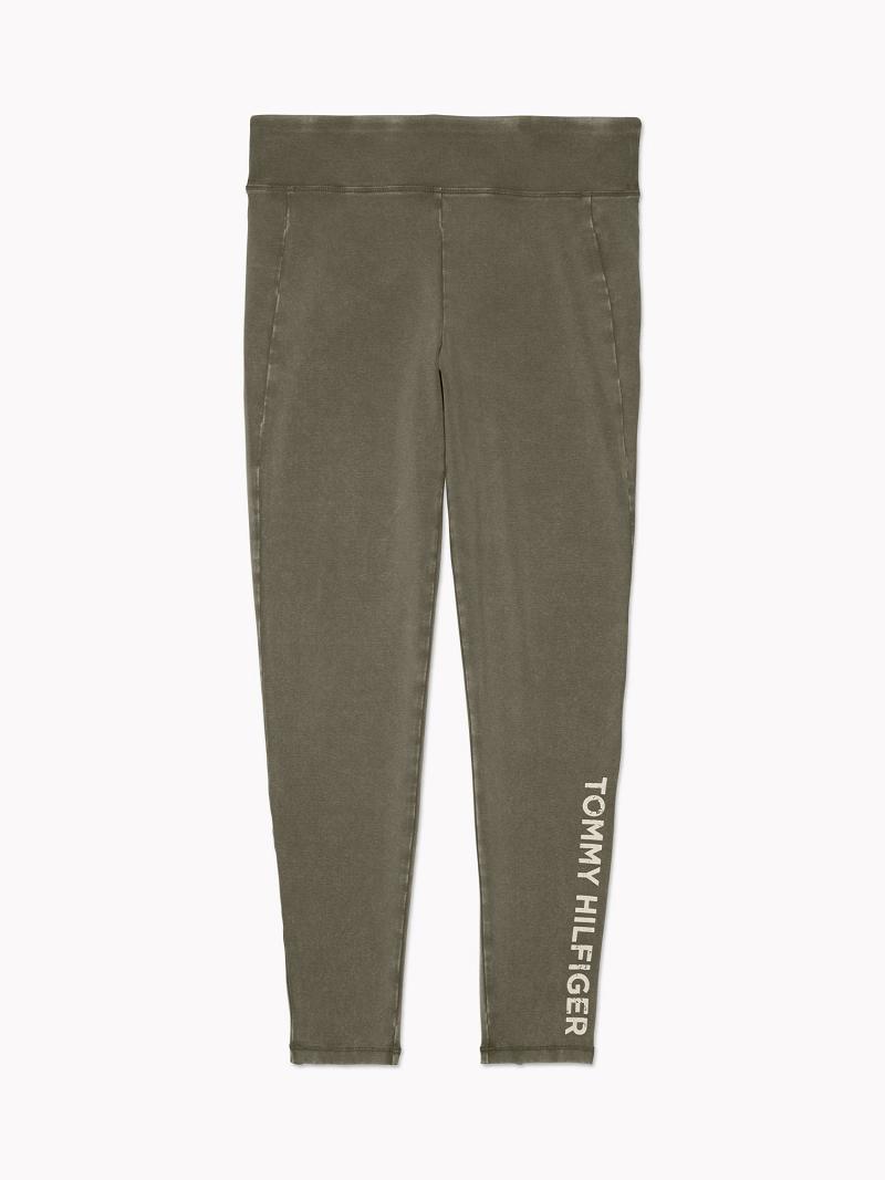 Női Tommy Hilfiger Essential Solid Washed Legging Olivazöld | HU 223BEX